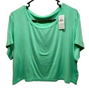 American Eagle Outfitters T-Shirt Women's Large Teal Soft & Sexy Cropped AEO Top